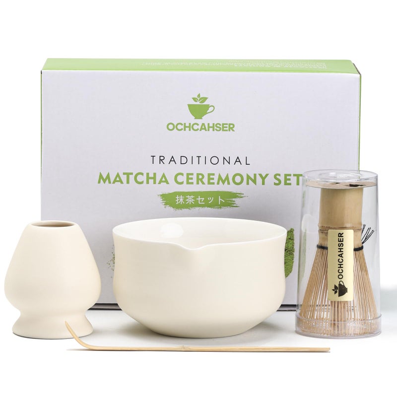 Ochcahser Matcha Set  Japanese Tea Set Includes Matcha Bowl with Spout  Matcha Whisk Holder (chasen)  Bamboo Matcha Whisk and Bamboo Scoop  Ceramic Matcha Kit for Tea Lovers - Image 1
